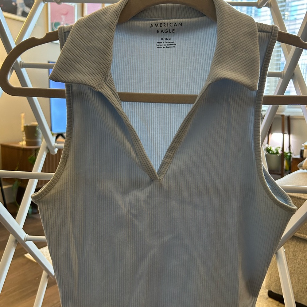 American Eagle Outfitters Ribbed Blue Tank Top